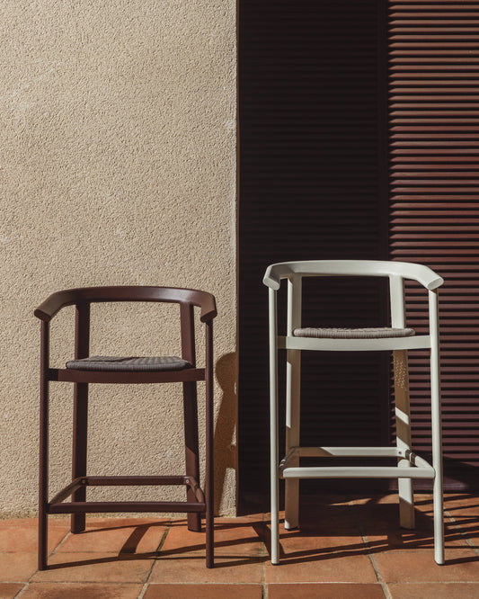 Taburete Erice de aluminio y cuerda marrón 65 cm