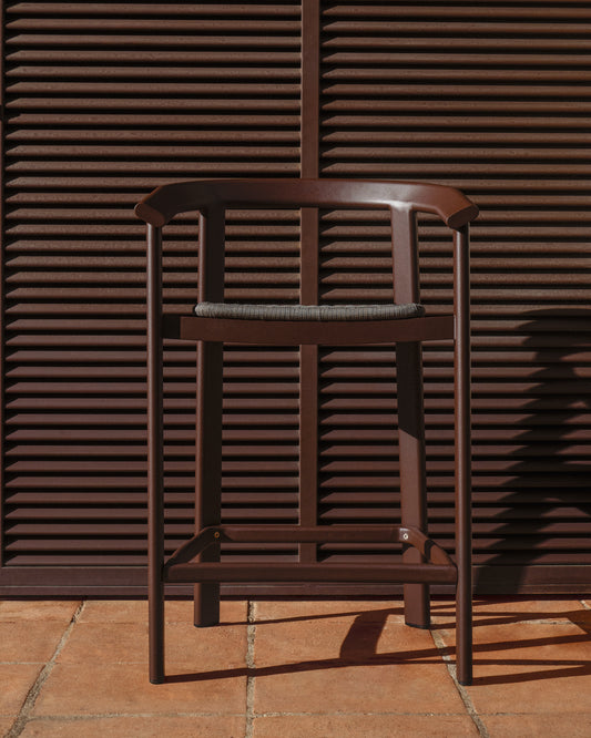 Taburete Erice de aluminio y cuerda marrón 75 cm