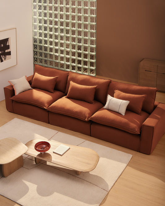 Sofà modular desenfundable Anarela 3 places de lli terracota 310 cm FSC Mix Credit