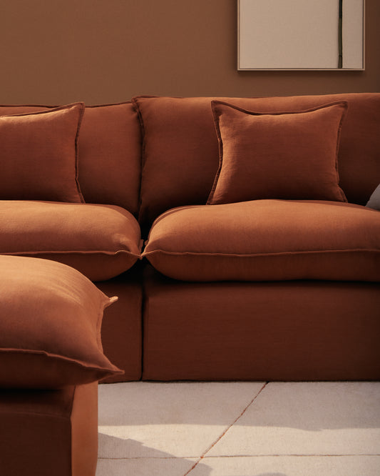 Sofà raconer modular desenfundable Anarela 4 places de lli terracota 307 x 287 cm FSC Mix Credit