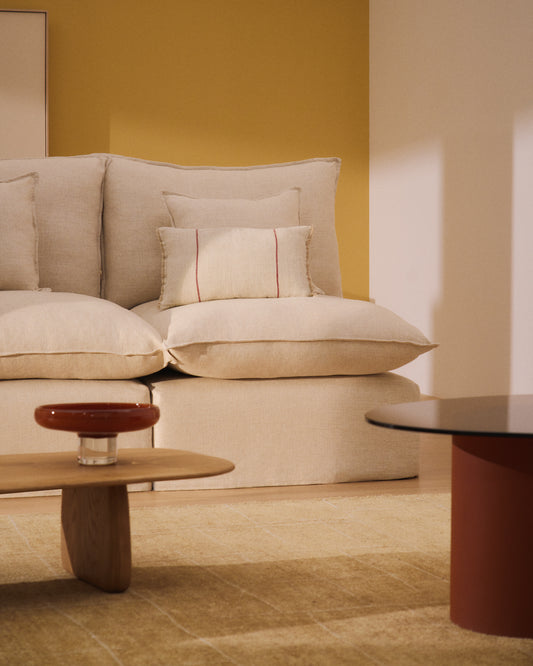 Sofà modular desenfundable Anarela 3 places de lli i viscosa beix 270 cm FSC Mix Credit