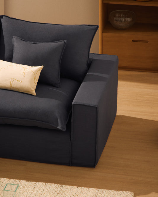 Sofà modular desenfundable Anarela 3 places de lli i viscosa gris fosc 310 cm FSC Mix Credit