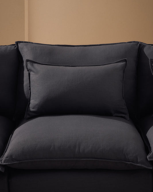 Sofà raconer modular desenfundable Anarela 6 places de lli i viscosa gris fosc 307 x 347 cm FSC Mix Credit