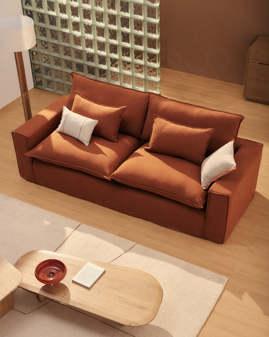 Sofà desenfundable Anarela 2 places de lli terracota 220 cm FSC Mix Credit
