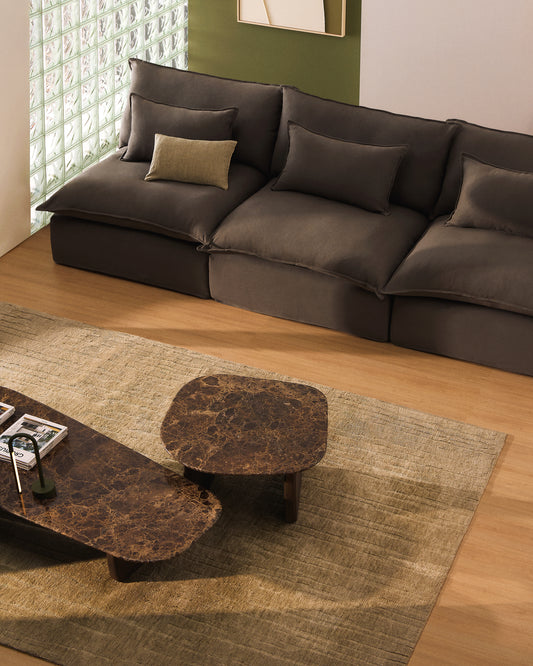 Sofà modular desenfundable Anarela 5 places de lli taupe 330 cm FSC Mix Credit