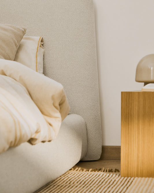 Funda per a llit Martina de xenilla cru per a matalàs de 90x200 cm