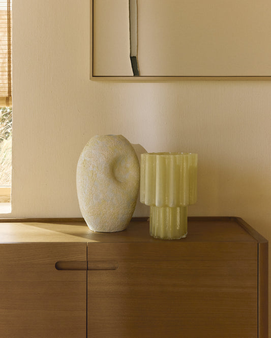 Vase Cristila en verre jaune 25 cm