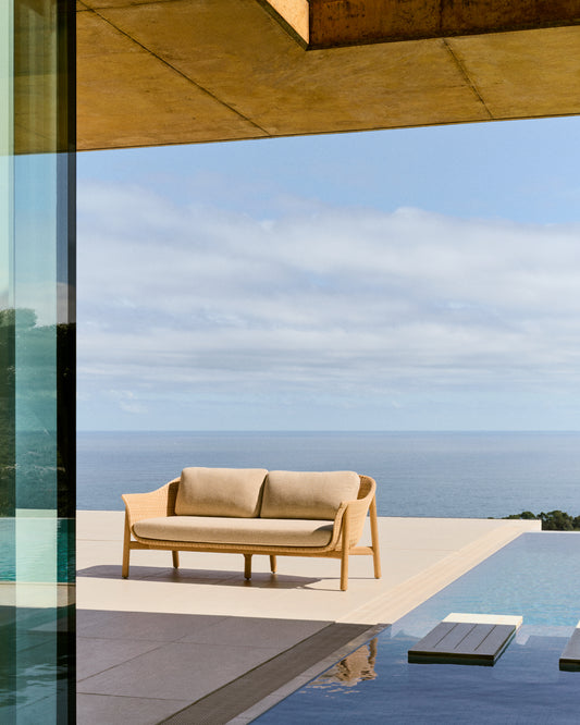 Sofà Galea de 2 places de fusta massissa de teca i rotang sintètic 170,5 cm FSC 100%