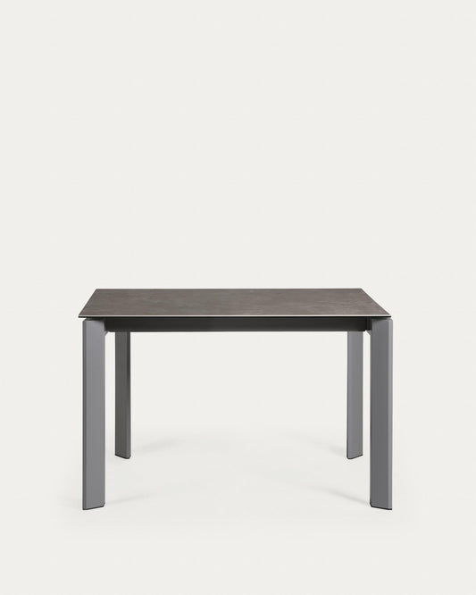 Taula extensible Axis porcellànic acabat Vulcà Cendra potes d'acer antracita 120(180)cm