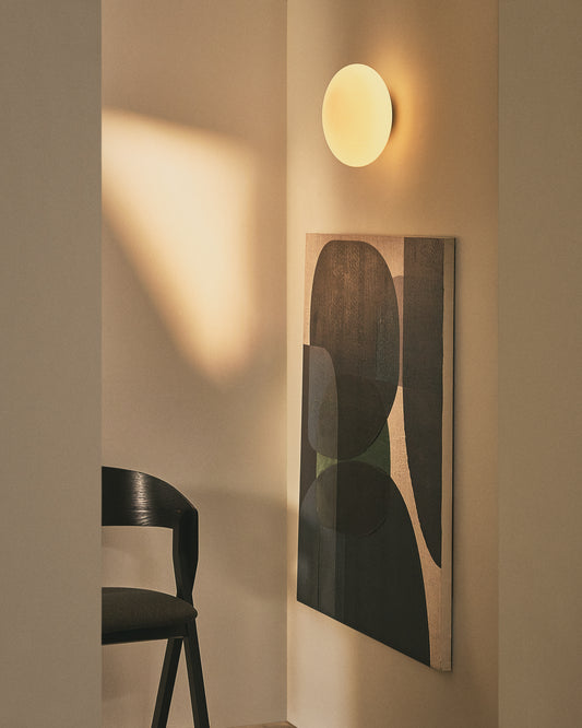 Aplic Bamila de vidre fumat i metall negre Ø25 cm