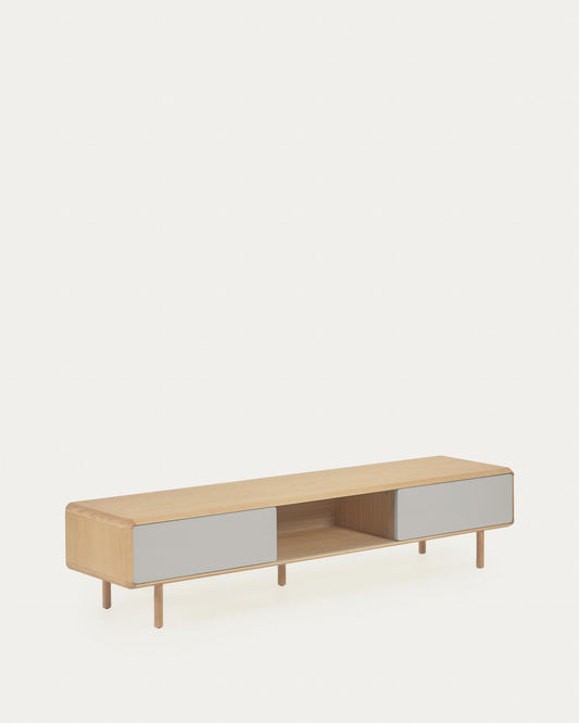 Moble TV Anielle 2 portes de fusta massissa i xapa de freixe 180 x 41 cm