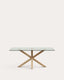 Table Argo en verre et pieds en acier effet bois 180 x 100 cm