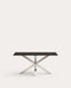 Taula Argo de vidre negre mat i potes d'acer inoxidable 160 x 90 cm