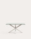 Taula Argo de cristall i potes d'acer inoxidable 160 x 90 cm
