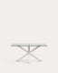 Taula Argo de cristall i potes d'acer acabat blanc 160 x 90 cm