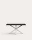 Taula Argo de vidre negre mat i potes d'acer amb acabat blanc 160 x 90 cm