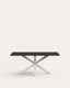 Mesa Argo de cristal negro y patas de acero acabado blanco 180x100 cm