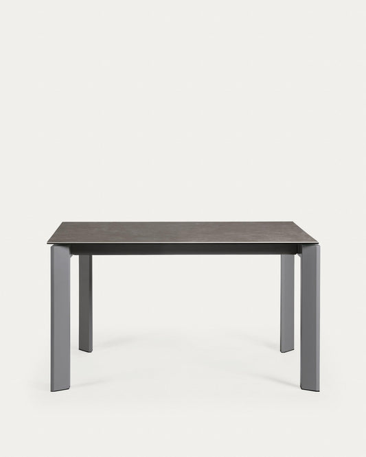 Taula extensible Axis porcellànic acabat Vulcano Cendra potes acer antracita 140 (200) cm