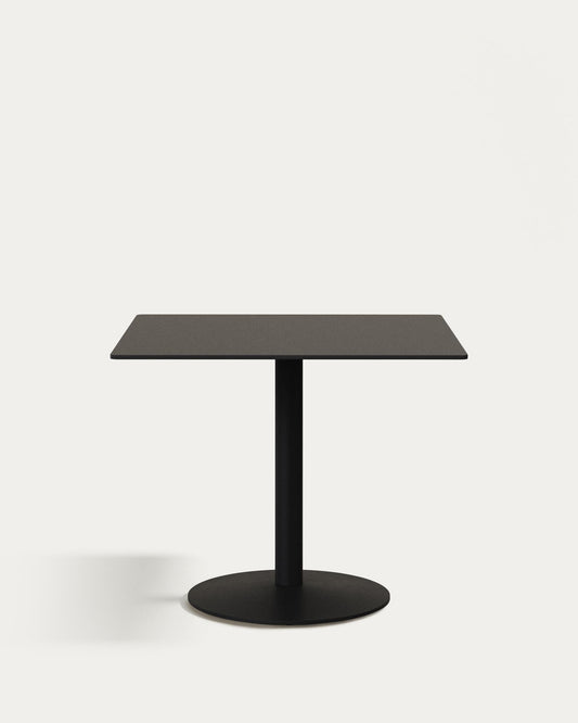 Mesa de exterior Esilda negro con pie de metal con acabado pintado negro 90 x 90 x 70 cm