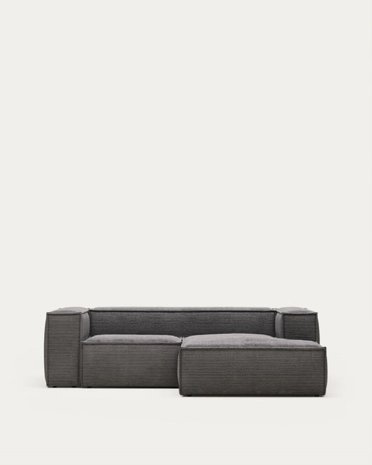 Sofà Blok 2 places de pana gruixuda chaise longue dret gris 240 cm FSC Mix Credit