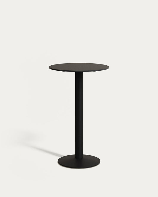 Mesa alta redonda Esilda negro con pie de metal acabado pintado negro Ø 60 x 96 cm