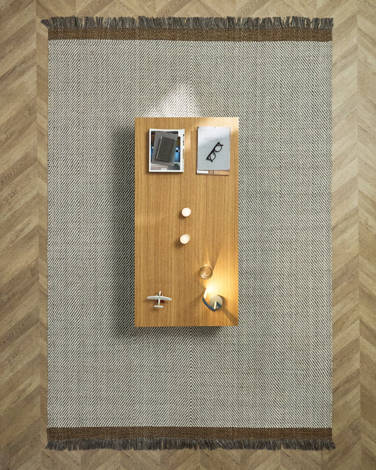 Alfombra Brina de lana jacquard espiga beige 300 x 200 cm