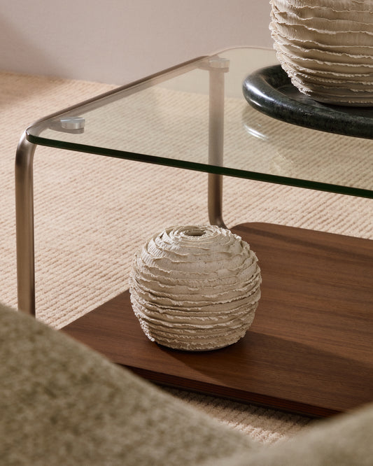 Gerro Evania de ceràmica beix 15,5 cm