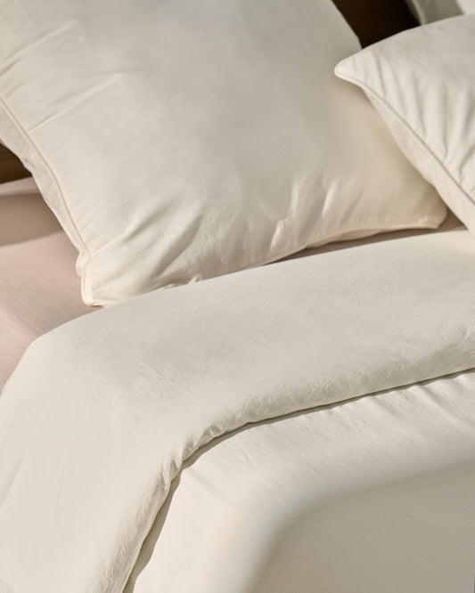 Funda nòrdica Sirale 100% cotó setí acabat rentat blanc per a llit de 90 cm