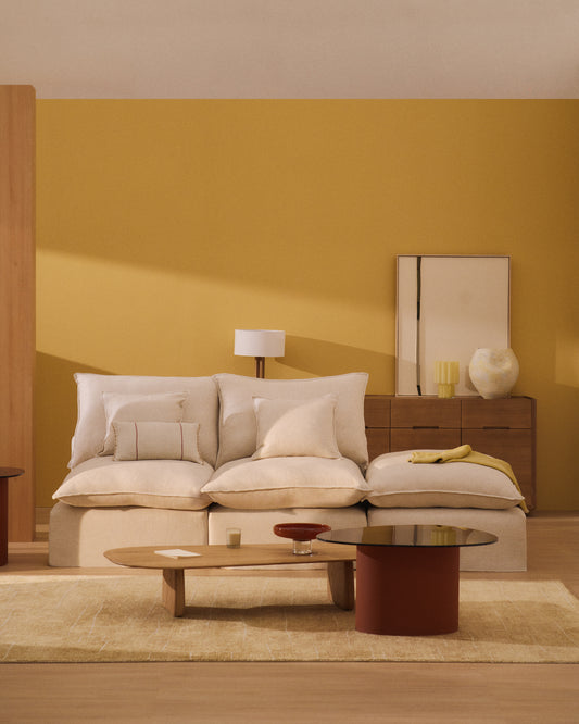 Sofà modular desenfundable Anarela 2 places de lli i viscosa beix 180 cm FSC Mix Credit