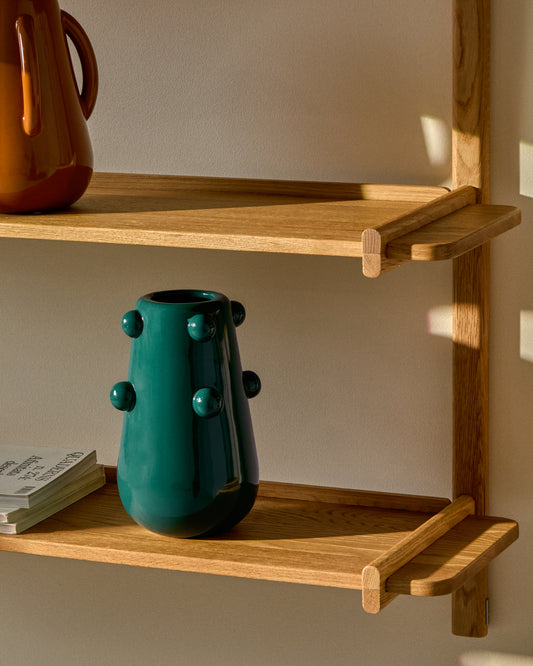 Vase Odra en céramique vert foncé avec finition brillante 25,5 cm 