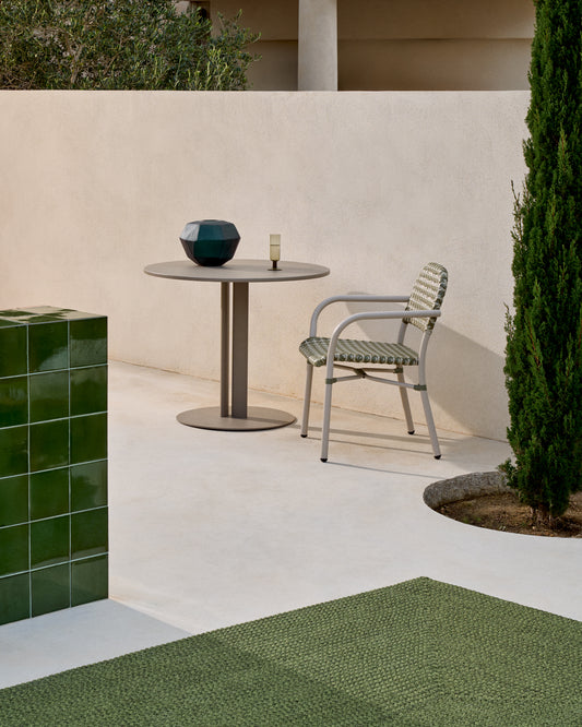 Taula rodona d'exterior Sedalis d'acer i sobre d'alumini talp Ø80 cm