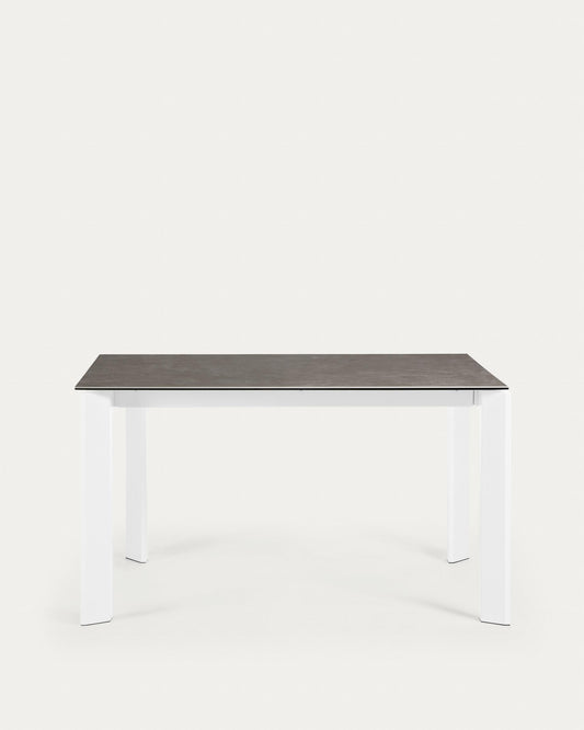 Taula extensible Axis porcellànic acabat Vulcano Cendra i potes acer blanc 140 (200) cm