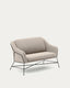 Sofá Brida 2 plazas beige y patas de acero con acabado negro 128 cm
