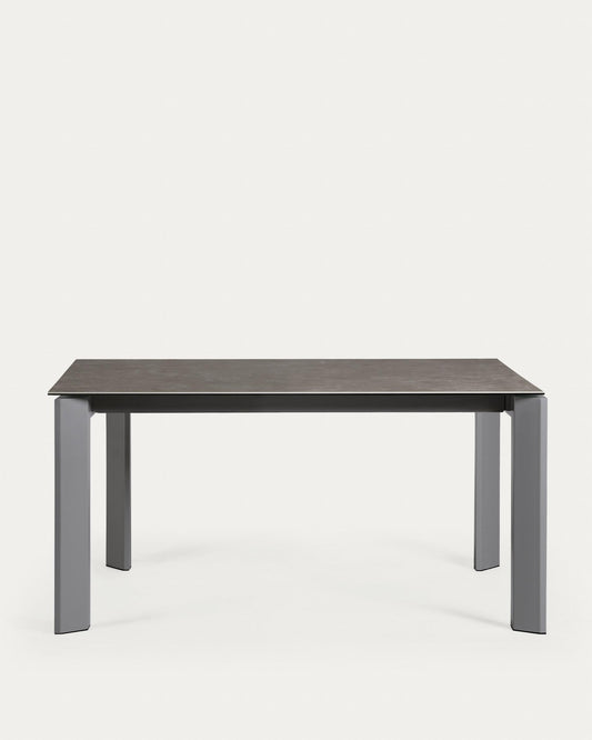 Taula extensible Axis porcellànic acabat Vulcà Cendra potes d'acer antracita 160(220) cm