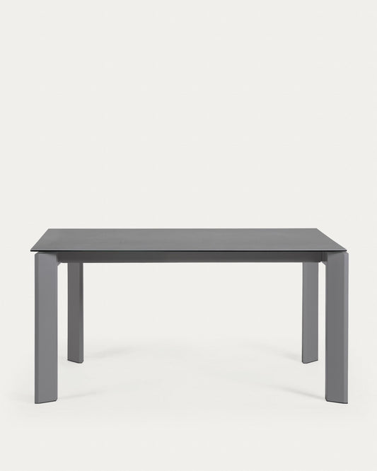 Mesa extensible Axis porcellànic acabat Vulcano Roca potes gris fosc 160 (220) cm