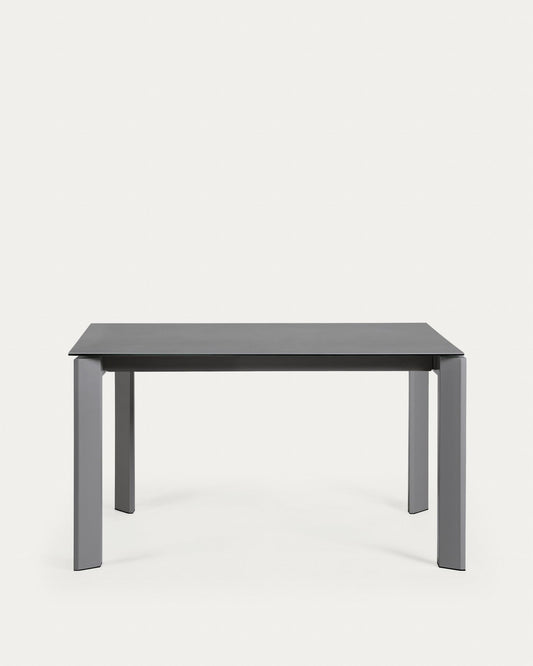 Taula extensible Axis porcellànic acabat Vulcano Roca potes d'acer gris fosc 140 (200) cm