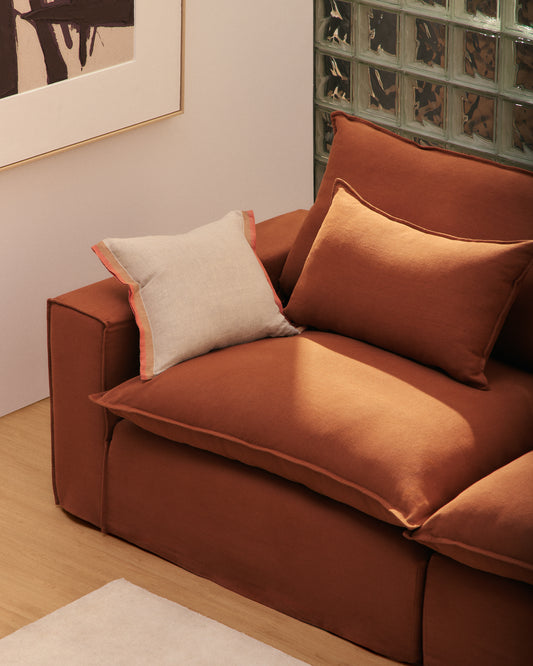 Sofà modular desenfundable Anarela 5 places de lli terracota 370 cm FSC Mix Credit