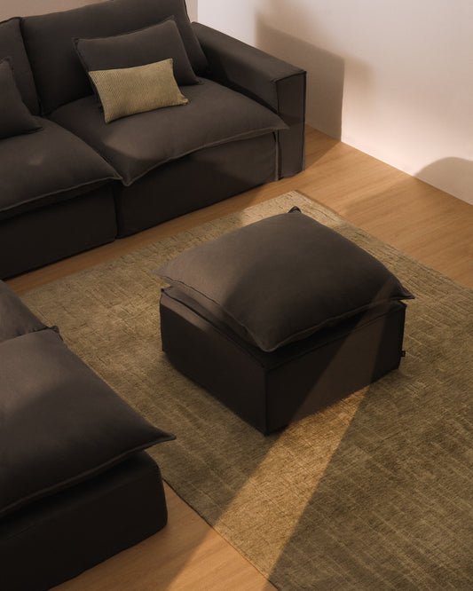 Reposapeus desenfundable Anarela amb coixí de lli taupe 80 x 80 cm FSC Mix Credit