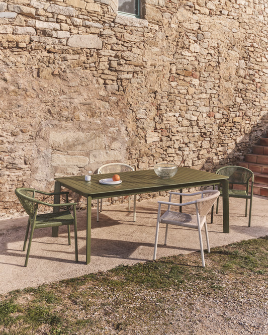 Taula extensible Brela d’alumini verd 205(287) x 100 cm