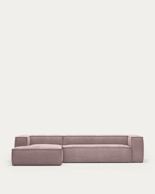 Sofà Blok 4 places de pana gruixuda chaise longue esquerre rosa 330 cm FSC Mix Credit