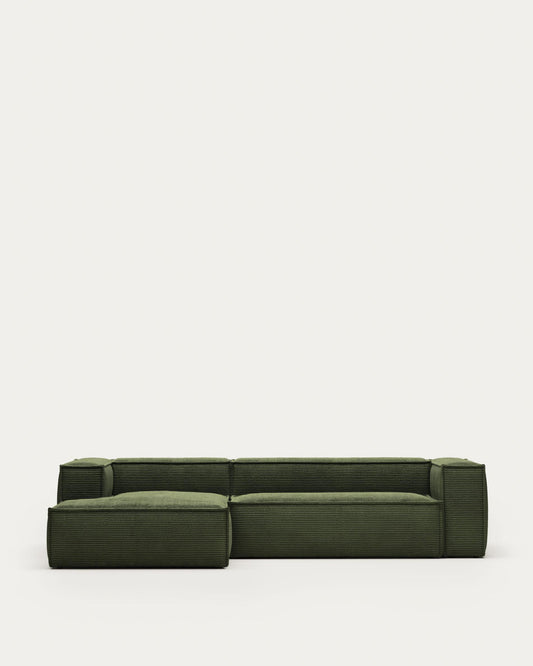 Sofà Blok 3 places de pana gruixuda chaise longue esquerre verd 300 cm FSC Mix Credit