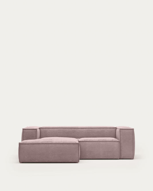 Sofà Blok 2 places de pana gruixuda chaise longue esquerre rosa 240 cm FSC Mix Credit