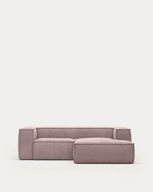 Sofà Blok 2 places chaise longue dret pana gruixuda rosa 240 cm