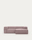 Sofà Blok 2 places chaise longue dret pana gruixuda rosa 240 cm