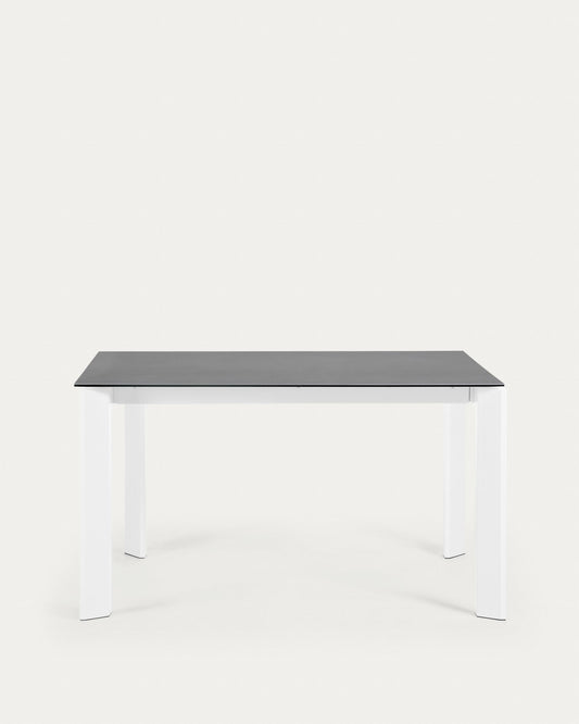 Taula extensible Axis porcellànic acabat Vulcano Roca i potes acer blanc 140 (200) cm