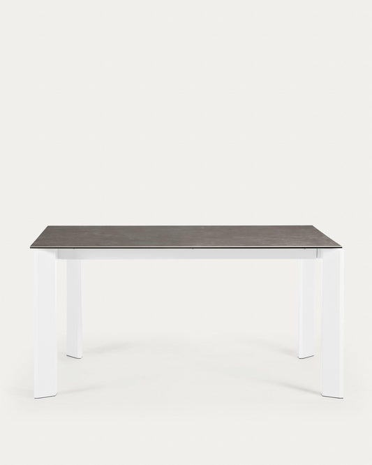 Taula extensible Axis porcellànic acabat Vulcà Cendra i potes d'acer blanc 160 (220) cm