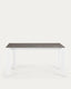 Taula extensible Axis porcellànic acabat Vulcà Cendra i potes d'acer blanc 160 (220) cm