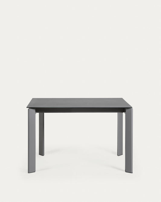 Taula extensible Axis porcellànic acabat Vulcano Roca potes d'acer gris fosc 120 (180) cm