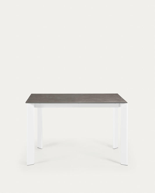 Taula extensible Axis porcellànic acabat Vulcà Cendra potes d'acer blanc 120 (180) cm