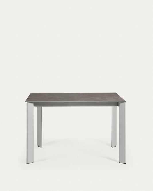 Taula extensible Axis porcellànic acabat Vulcà Cendra i potes d'acer gris 120 (180) cm